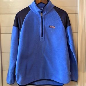 Vineyard Vines Blue Fleece Pull Over 1/4 Zip Jacket Size M.